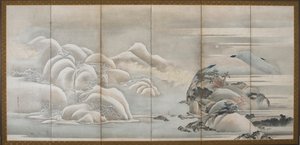 Paisaje: dos de las cuatro estaciones, otoño e invierno de Hishikawa Sori