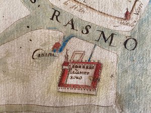 Lazzaretto Nuovo en un mapa del siglo XVII de Historical Document.