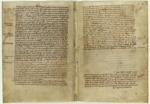 Relato en verso de la Carta Magna en la Crónica de la Abadía de Melrose, 1270s de Historical Document