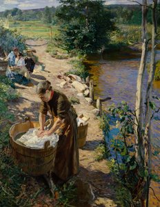 Limpiadoras junto al río de Hjalmer Eilif Emanuel Peterssen