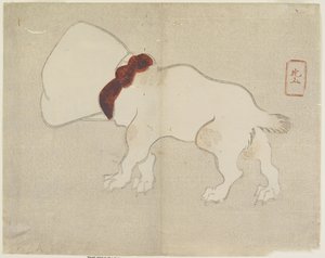 Perro con bolsa sobre su cabeza, c. 1830 de Hogyoku