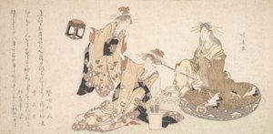 Tres jóvenes damas visitando juntas de Hokuba