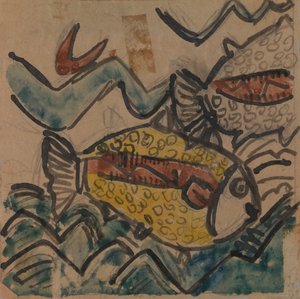 Diseño de pez para un plato de cerámica de Holcha Krake
