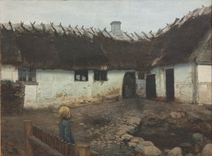 Fuera de una casa de campesinos