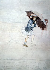 La lluvia (acuarela con bodycolour y lápiz sobre papel)