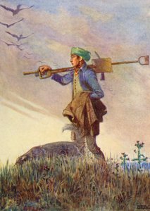 "The toil-worn cottar frae his labor goes" (litografía en color) de Honor Charlotte Appleton