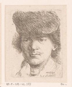 Retrato de Rembrandt con sombrero de copa de Honoré Coussin