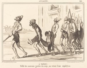 En Nápoles: Desfile de... guardias del cuerpo... de Honoré Daumier