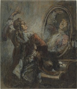 Actor posando frente a un espejo de Honoré Daumier