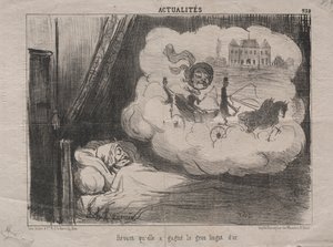 Actualidades No. 238: Soñando que había ganado muchas barras de oro, 1851 de Honoré Daumier