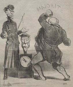 Placa de Actualidades 183: Probando la fuerza, 1851 de Honoré Daumier