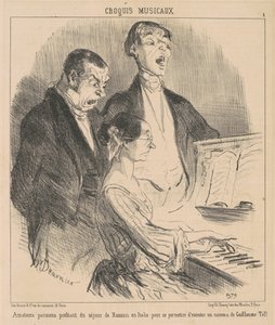 Aficionados parisinos aprovechando la estancia de Rossini de Honoré Daumier