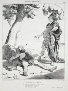 Historia Antigua, lámina 20: Alejandro y Diógenes, 14 de agosto de 1842 de Honoré Daumier