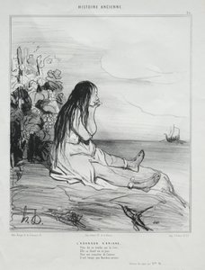 Historia antigua, lámina 24: El abandono de Ariadna, 4 de septiembre de 1842 de Honoré Daumier