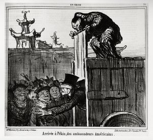 Llegada a Pekín de los embajadores estadounidenses. En serie En Chine, ilustración de Honore Daumier (1808-1879), publicada en “Charivari”, fechada el 13 de octubre de 1859. de Honoré Daumier