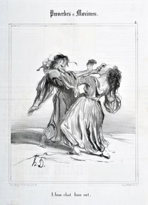 Obra de Honoré Daumier (1808-1879). Charivari data de 1840: Serie PROVERBES ET MAXIMES A bon cat bon rat MUSEO DE BELLAS ARTES - PALACIO LONGCHAMP, MARSELLA de Honoré Daumier