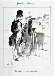 Obra de Honoré Daumier (1808-1879). Charivari data de 1840: Serie PROVERBIOS Y MÁXIMAS “La paciencia es la virtud de los burros” MUSEO DE BELLAS ARTES - PALACIO LONGCHAMP, MARSELLA de Honoré Daumier