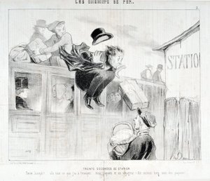 Serie Les Chemins de fer: Treinta segundos de estación - ¡Tiens Joseph! ¡Vla todo lo que tengo que enviarte... tres paquetes y un viajero - Sobre todo, cuida de los paquetes! MUSEO DE BELLAS ARTES de Honoré Daumier