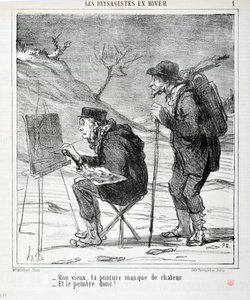 Obra de Honoré Daumier (1808-1879). Charivari data de 1864: Serie LOS PAISAJISTAS EN INVIERNO “- Mi viejo, tu pintura carece de calor - ¡Y el pintor también!” MUSEO DE BELLAS ARTES - PALACIO LONGCHAMP, MARSELLA de Honoré Daumier