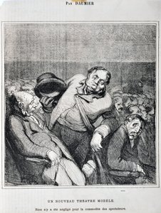Obra de Honoré Daumier (1808-1879). Charivari data de 1864: Serie Sketches Tomados en el Teatro Un nuevo modelo de teatro. Nada se ha descuidado para la comodidad de los espectadores MUSEO DE BELLAS ARTES - PALACIO LONGCHAMP, MARSELLA de Honoré Daumier