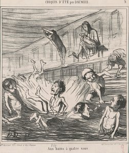 En los baños a cuatro sous de Honoré Daumier