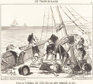 Habiendo tenido la desafortunada idea de ir... al mar de Honoré Daumier