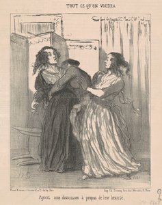 Teniendo una discusión sobre su belleza de Honoré Daumier