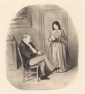 Burgués leyendo, después de cenar, algunos capítulos... de Honoré Daumier