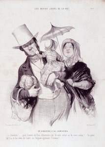Caricatura sobre la familia. Serie “Los Bellos Días de la Vida”: Un domingo en el campo... Extracto del periódico “Le Charivari” 21 de julio de Honoré Daumier