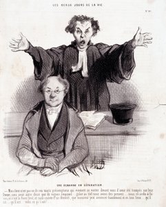 Caricatura sobre divorcios: Serie "Los Bellos Días de la Vida": "Una solicitud de separación...". Grabado de Honoré Daumier (1808-1879). Extracto del periódico "Le Charivari" del 29 de enero de Honoré Daumier