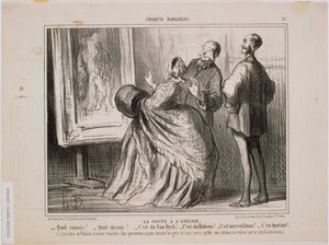 Croquis Parisinos- La visita al taller- ¡Qué croquis! ¡Qué dibujo! Es de Van Dyck de Honoré Daumier