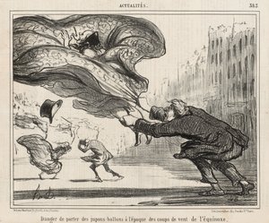Peligro de llevar faldas-globo en la época de los vientos del equinoccio, publicado el 3 de abril de Honoré Daumier