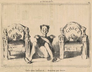 Entre dos sillones... el señor en el suelo de Honoré Daumier
