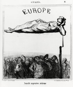 Europa: nueva suspensión de aire. Ilustración de Honore Daumier (1808-1879), publicada en las noticias, “Charivari”, fecha 7 de febrero de 1867.