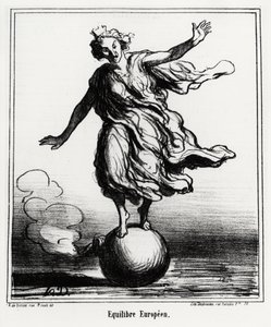 Equilibrio europeo. Ilustración de Honoré Daumier, publicada en las noticias, “Charivari”, fechada el 3 de abril