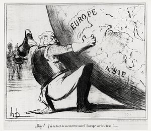 Alemania: ¡bigre!... me equivoqué al poner a toda Europa en mis manos. Ilustración de Honoré Daumier, publicada en las noticias, “Charivari”, fechada el 25 de enero