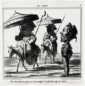 En estos guerreros graciosos, solo piensan en luchar contra el sol. En la serie En Chine, ilustración de Honoré Daumier, publicada en “Charivari”, fechada el 8 de enero