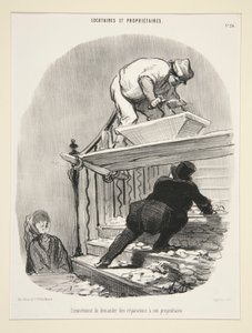 Inconveniencia de pedir reparaciones a su arrendador, a Inquilinos y Propietarios de Honoré Daumier