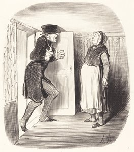 Inconveniente de visitar sin precaución un entresuelo... de Honoré Daumier