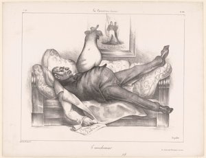 Caricatura de Gilbert du Motier, Marqués de la Fayette, durante una pesadilla
Le cauchemar (título en el objeto) de Honoré Daumier