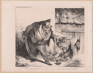 Caricatura del rey Luis Felipe I de Francia como bandido
¡Pequeños! ¡pequeños! ¡pequeños! (...) ¡Ven donc dindons! (título en el objeto) de Honoré Daumier