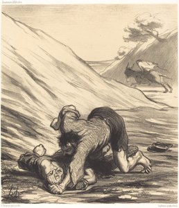 El asno y los dos ladrones de Honoré Daumier