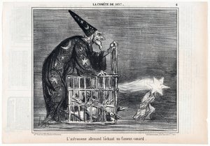 El cometa de 1857, El astrónomo alemán soltando un famoso pato, de Le Charivari, pub. 1858