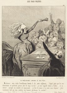 La presidenta gritando a todo pulmón: ¡Señoras!... de Honoré Daumier