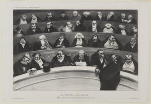 Le Ventre Législatif: Aspecto de los bancos ministeriales en la Cámara de Prostitución de 1834 de Honoré Daumier