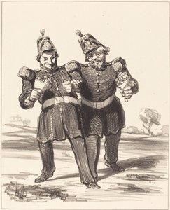 Los dos comensales en alegría de Honoré Daumier