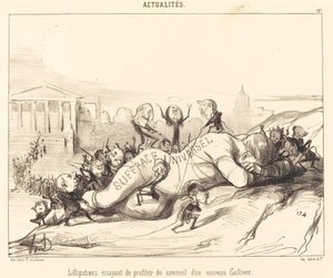 Lilliputiens intentando aprovechar el sueño... de Honoré Daumier