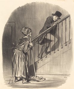 ¿Está mi esposa en casa? de Honoré Daumier