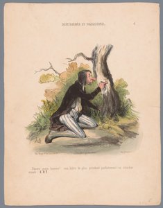 Un hombre graba sus iniciales en la corteza de un árbol
Pauvre jeune homme! (...) (título en el objeto)
Pasiones y sentimientos (título de la serie)
Sentimientos y pasiones (título de la serie sobre el objeto) de Honoré Daumier