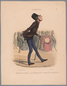 El hombre camina con zapatos demasiado pequeños
¡Chiennes de bottes! (...) (título en el objeto)
Vanidad (título de la serie)
Coquetterie (título de la serie en el objeto) de Honoré Daumier